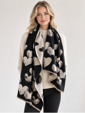 Heart Design Blanket Scarf